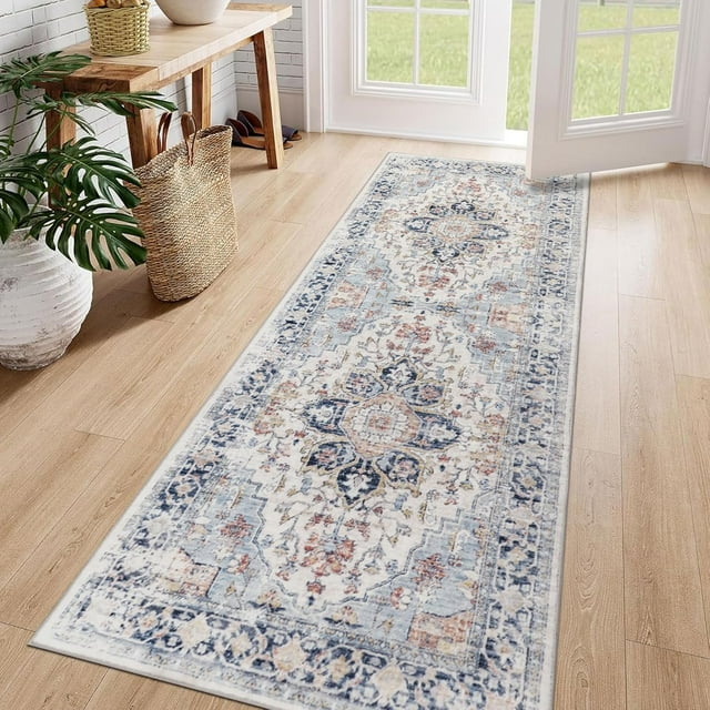 Vintage Area Rug x Washable Living Room Rug Indoor Print Accent Rugs for Bedroom Distressed Thin Throw Rugs Carpet for Living Room Kitchen Entryway