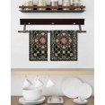 thumbnail image 2 of Vintage Abstract Floral Kitchen Dish Towels for Drying Dishes Set of 2, Rustic Ethnic Flowers Prints Black Waffle Weave Microfiber Hand Tea Bathroom Towels Quick Dry & Absorbent Towel 15.7x23.6, 2 of 6