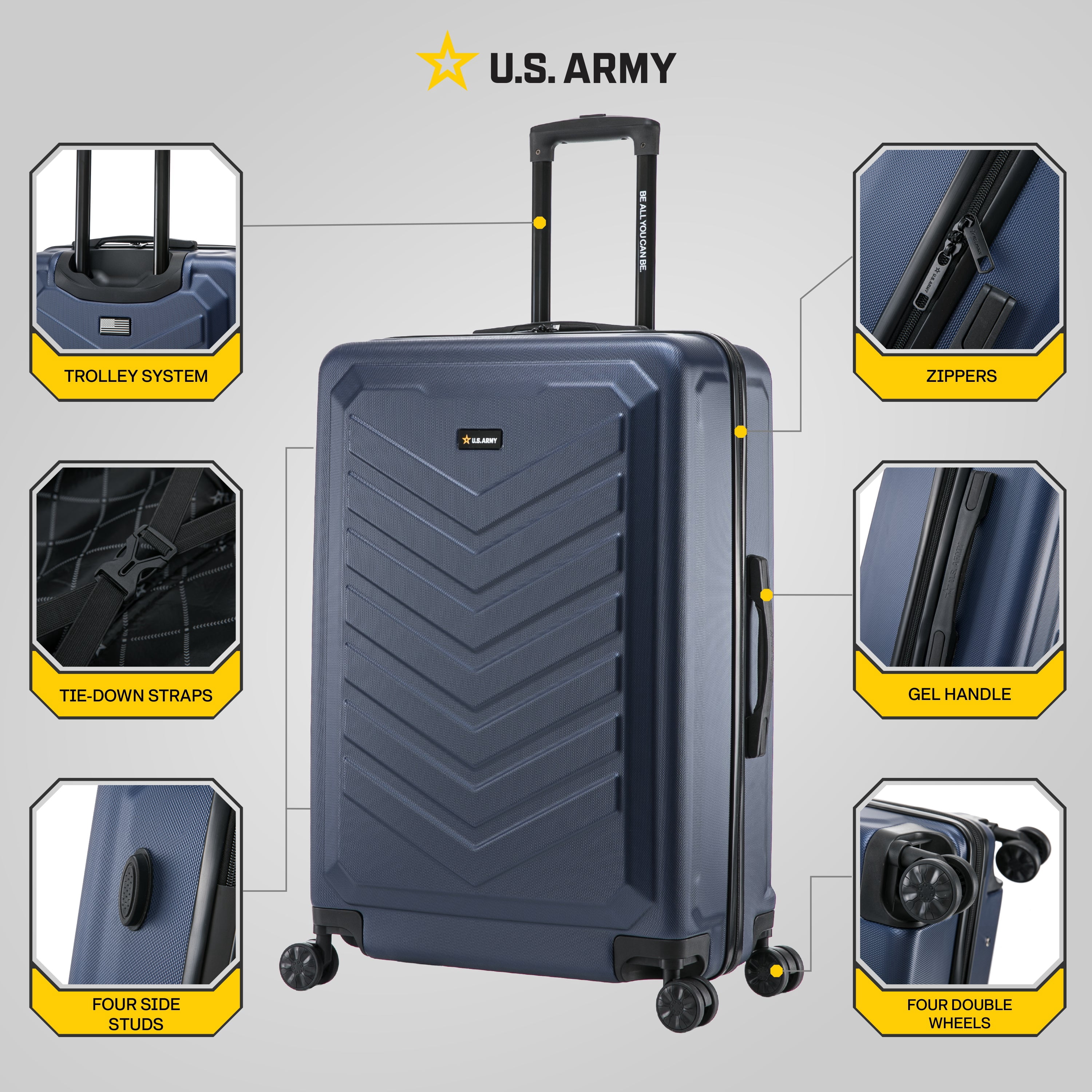 US ARMY FOX 28" Large Suitcase Navy Blue