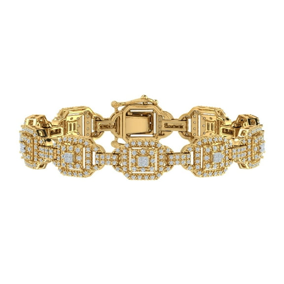 2 Carat Round and Princess Cut Diamond Link Bracelet in 18K Yellow Gold over Sterling Silver (7 Inch)