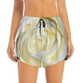 thumbnail image 2 of Vsdgher White Rose Print Women's Running Double Layer Shorts High Waisted with Pockets Elastic Yoga Workout Athletic Gym Sports, 2 of 8