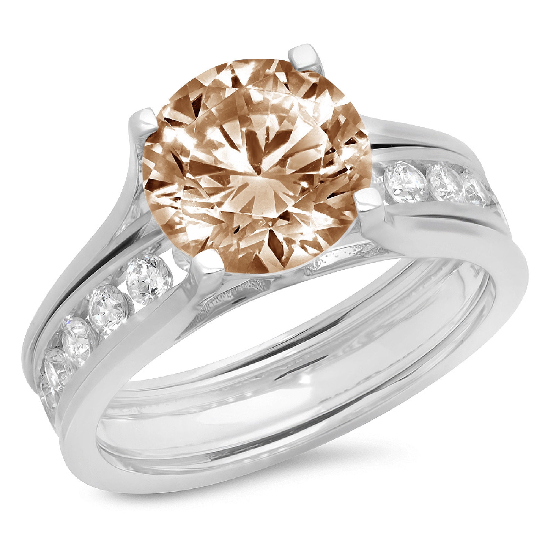 simulated champagne diamond ring