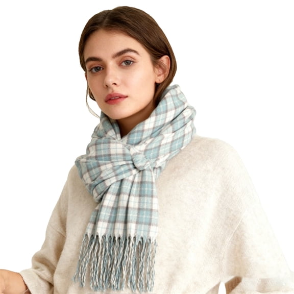 Scarf for Women Winter British Check Tassel Commuting Neck Warmer Autumn Winter Warm Scarf