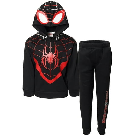Marvel Spider-Man Miles Morales Big Boys Fleece Cosplay Pullover Hoodie and Pants Outfit Set Toddler to Big Kid