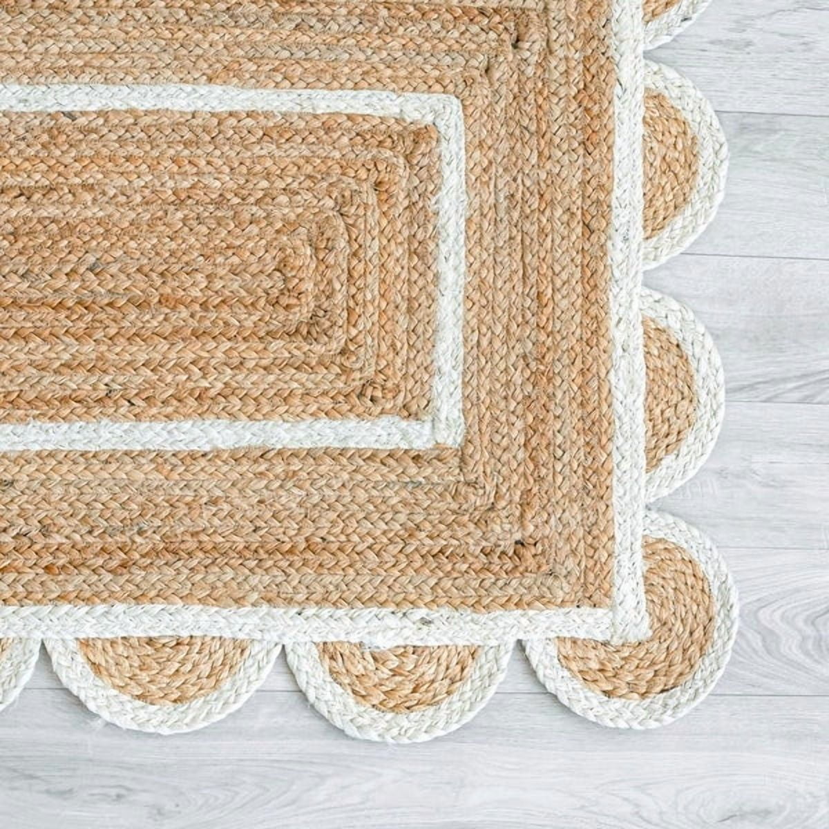 Handmade Indian Scalloped Jute Rug 2X3 Feet