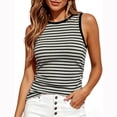 thumbnail image 2 of EKVAHL Tank Tops For Women Ribbed Knit Round Neck Striped Camis, Slim Side Ruched Stretchy Blouses, Casual Daily Summer Sleeveless Tops Gray, 2 of 4