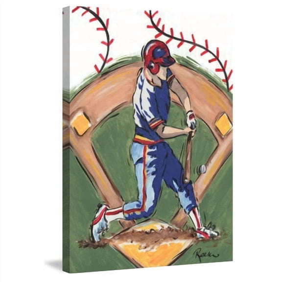 Marmont Hill "Baseball Player" by Reesa Qualia Painting Print on Wrapped Canvas