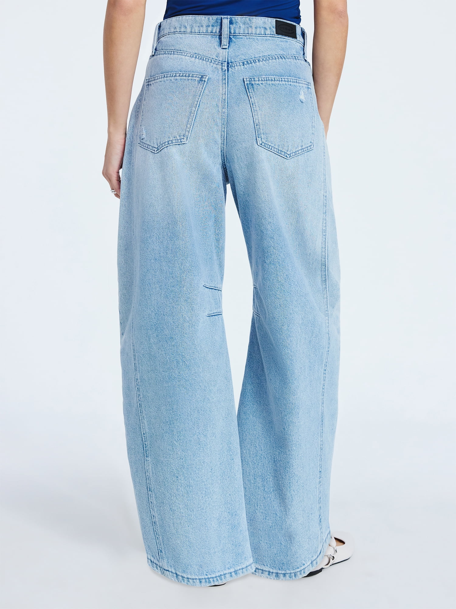 Scoop Women’s and Women's Plus High-Rise Ankle Barrel Jeans with Distressed Details, Sizes 0-26