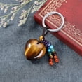 thumbnail image 2 of Natural Tiger Eye Heart Crystal Keychain 7 Chakra Healing Gemstone Key Ring Charm for Women, 2 of 5
