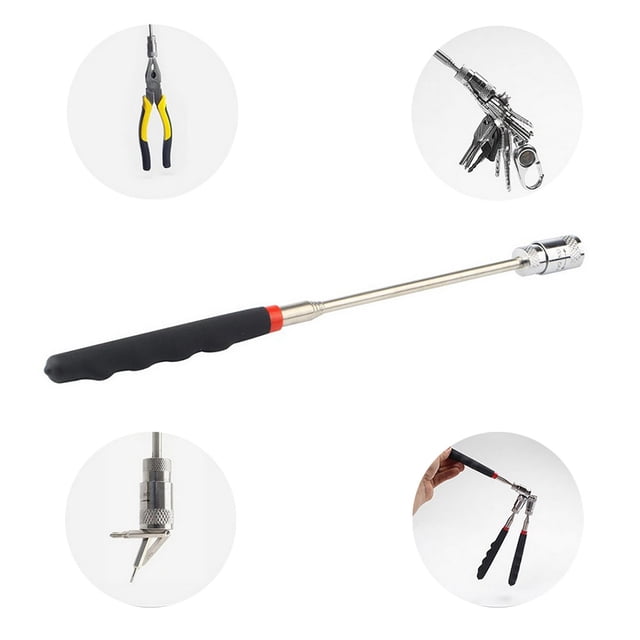 Telescopic Magnetic Pick Up Tool with LED Light - Extendable from 20cm to 81cm - Stainless Steel Pen Style Design - Flexible Retrieval Tool for Small Metal Parts, Screws, Bolts - Compact