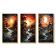 thumbnail image 2 of Designart "Moonlit Serenity Papercut Sunset II" Landscape & Nature Framed Wall Art Set Of 3 - Yellow Sunset Frame Gallery Wall Set For Home Decor, 2 of 6