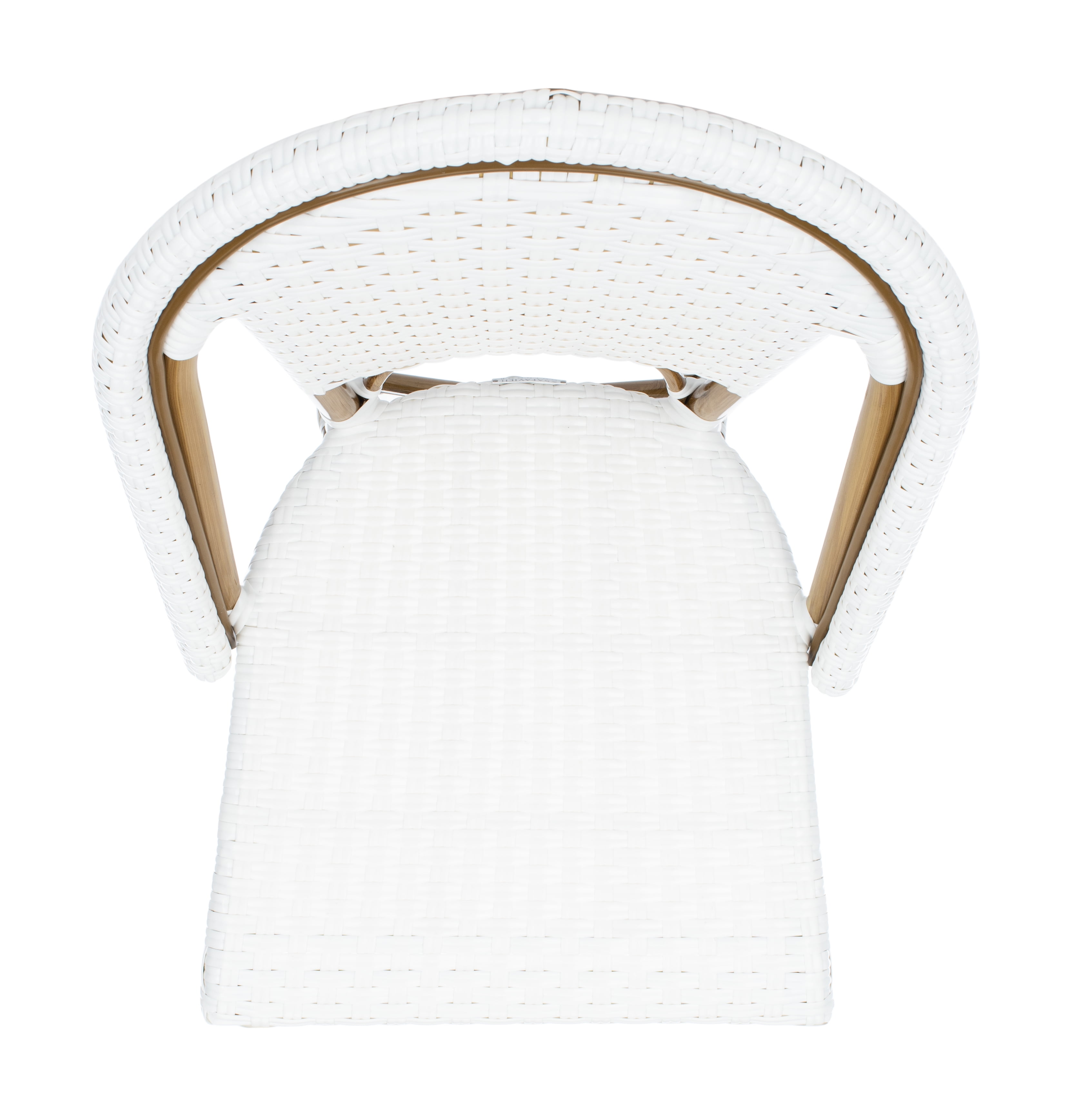 SAFAVIEH Salcha Outdoor Bistro Side Chair, White/Light Brown, Set of 2