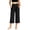 Black#44, variant on YOIAVAIOY Women's High Waisted Cropped Wide Leg Yoga Pants Casual Loose Capri Trousers with Pockets Army Green S