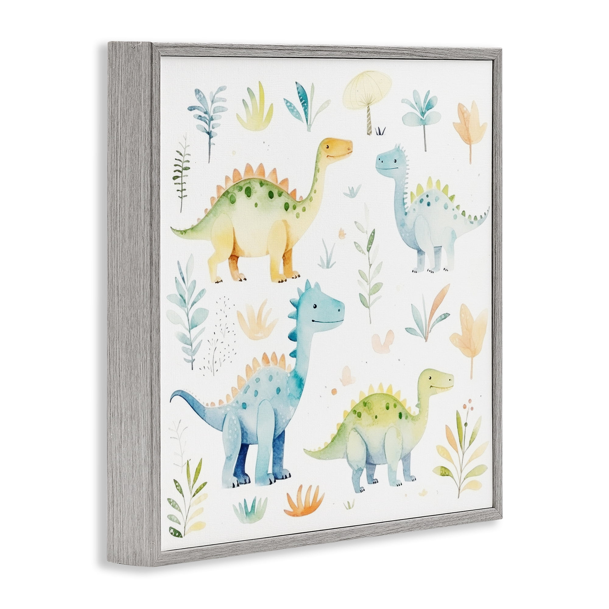 Stupell Industries Different Dinosaur Wonders Gray Framed Giclee Art, design by Lazar Studio