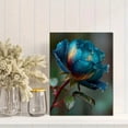 thumbnail image 2 of Blue Teal Rose with Water Drops Canvas Print, Modern Floral Painting, Home Wall Art, 2 of 8