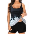 thumbnail image 3 of PMVFHDE Bathing Suit for Women 2 Piece Bikini Plus Size Double Straps Colorful Print Tankini Top Swimsuits Two Piece Bathing Suits Tummy Control Long Torso Tank Tops With Boyshorts Black,XL, 3 of 9