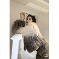 thumbnail image 3 of Abrigo de piel auténtica con degradado de color para mujer, chaquetas cálidas de lujo de doble cara tejidas con diseño de mapache para otoño e invierno, 3 of 5
