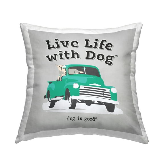 Stupell Industries Dog in Pickup Truck Decorative Printed Throw Pillow Design by Dog Is Good.