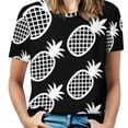 thumbnail image 1 of T-Shirt à Manches Courtes Col Rond Imprimé Ananas pour Femmes Mode Urbaine Fruite Ananas Hawaii Dole, 1 of 5