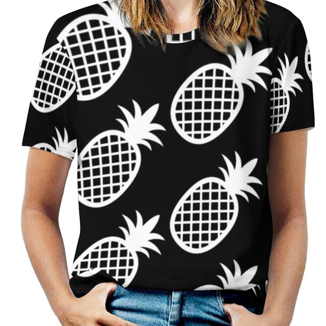 T-Shirt à Manches Courtes Col Rond Imprimé Ananas pour Femmes Mode Urbaine Fruite Ananas Hawaii Dole