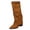 Brown, variant on Women Wide Calf Fold Over Tall Boots, Pointed Toe Chunky Block Heel Slouchy Long Boots with Side Zipper for Autumn Winter Daily Dress‑up
