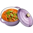 thumbnail image 2 of Hawsaiy 6 QT Enameled Cast Iron Dutch Oven with Lid, Includes 2 Oven Mitts, Nonstick Cookware for Baking, Roasting, Braising, Purple, 2 of 10