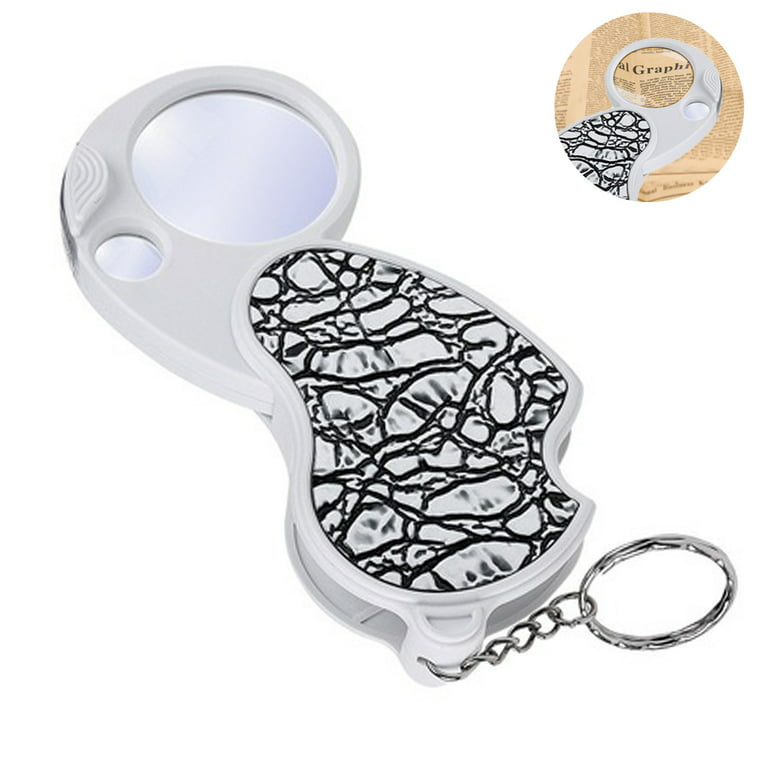 Small Magnifying Glass with Light for Purse 8X 20X Glass with Handheld  Pocket Illuminated Folding Hand Held Lighted Magnifier for Reading Coins  Hobby