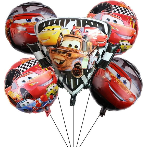 Birthday Party Balloons, Foil Cars, 5 Count