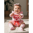 thumbnail image 4 of BemeyourBBs Newborn Baby Girl My First Valentines Day Outfit Long Sleeve Letters Heart Printed Romper Ruffle Skort Skirt Set Headband and Stockings 4Pcs Spring Clothes, 4 of 9