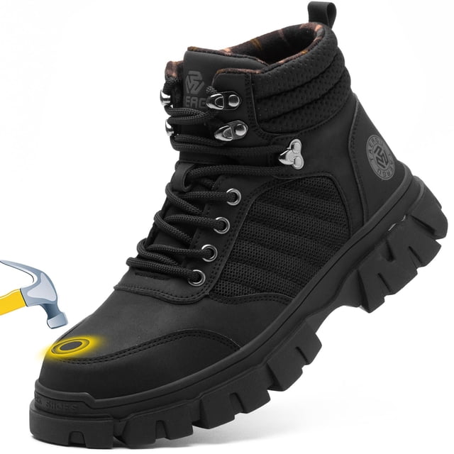 Botas de seguridad con punta de acero KELODON impermeables para hombre negras