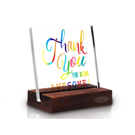 Thank You Gifts for Women, Appreciation Gifts Farewell Gifts for Employees Coworkers, Thank You for Being Awesome Acrylic Desk Plaque With Wood Stand Gifts for Teacher Friends