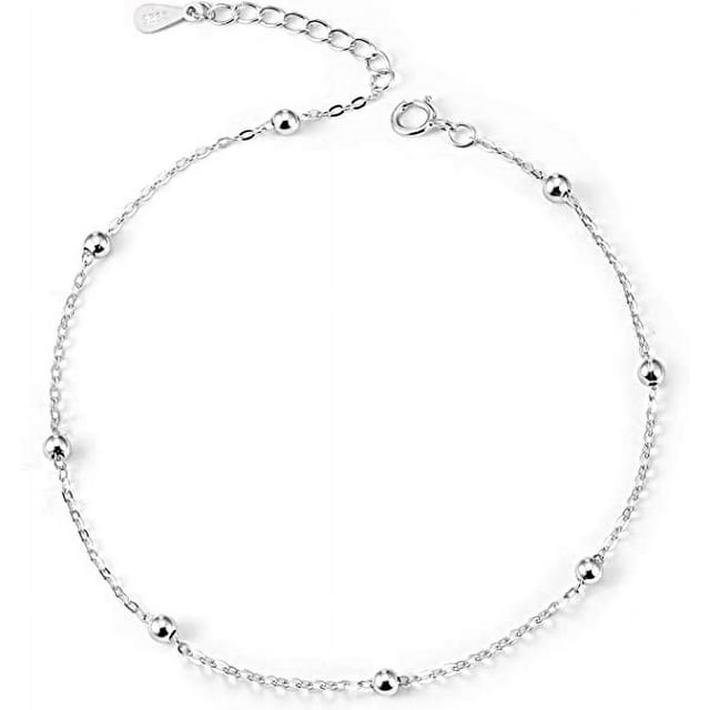 Nvzi Pulsera de tobillo de plata de ley 925 Tobilleras para mujer Tobillera circular Playa