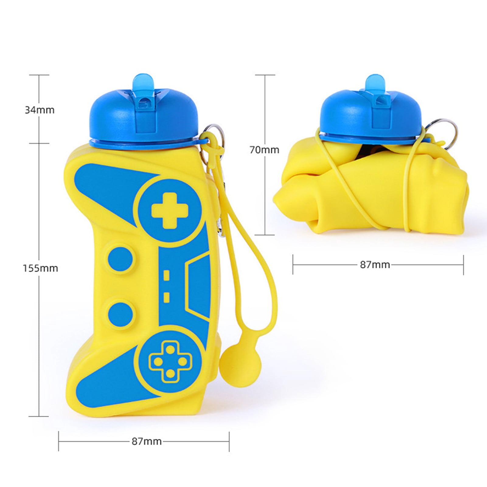 Opolski 600ML Sport Bottle Foldable Food Grade Leakproof Shockproof Anti-drop Large Capacity Game Console Shape Travel School Kids Students Water Bottle With Wrist Strap