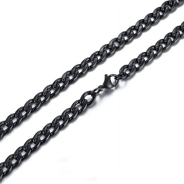 Collar de hip-hop de acero inoxidable y titanio para hombre, cadena gruesa y ancha y plana