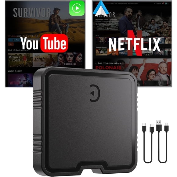 Wireless CarPlay Adapter for Convert Wired to Wireless Car Play Adapter Fast Stable Connection 2025 Upgrade Ai Box Car Play Support Netflix, YouTube,