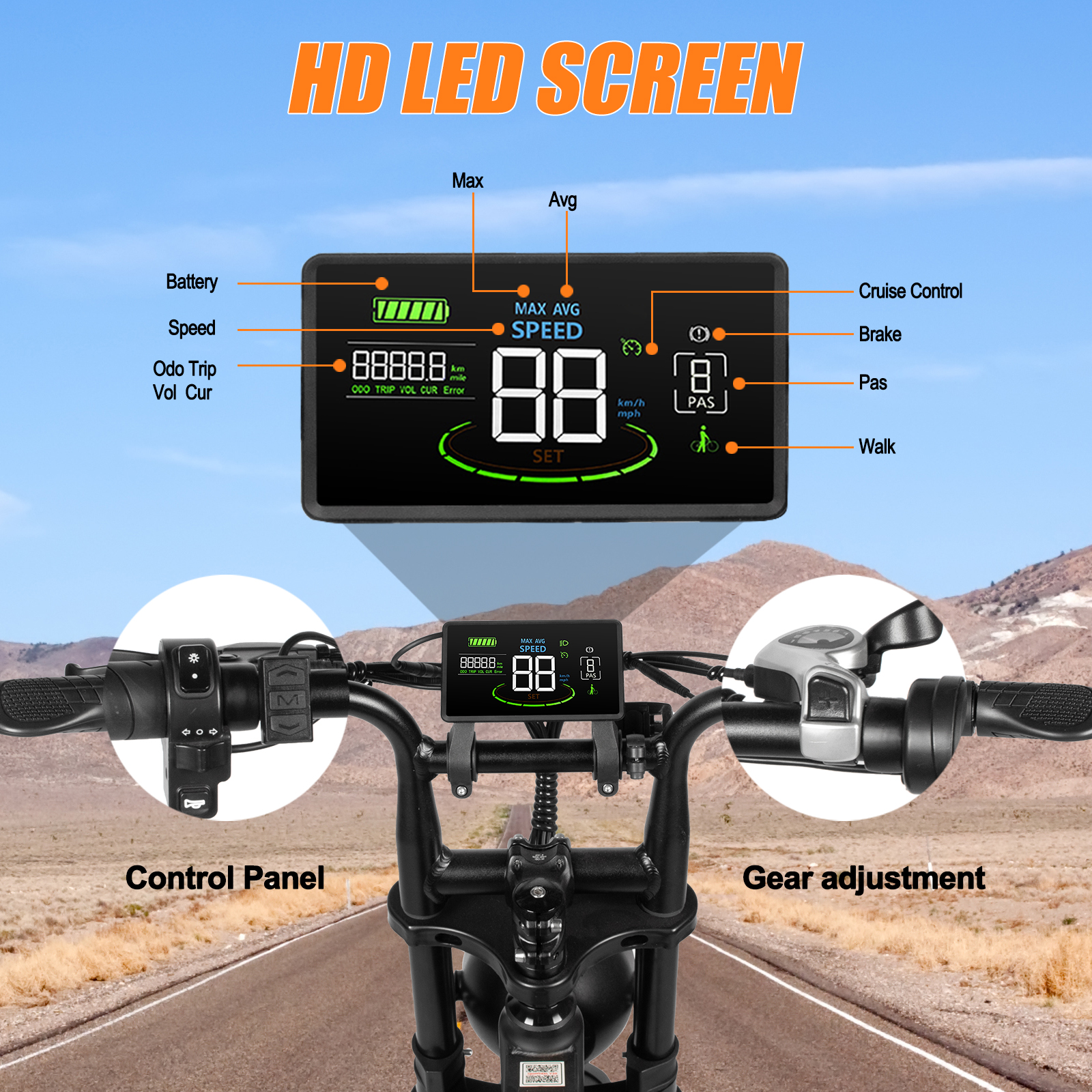 Tamobyke 750W Electric Bike for Adult, 28mph 48V/15Ah Removable Li-Ion Battery, 20" x4.0 Fat Tire Motorcycle Style E-bike for Commute/Work/Tough/Snow Road UL2849