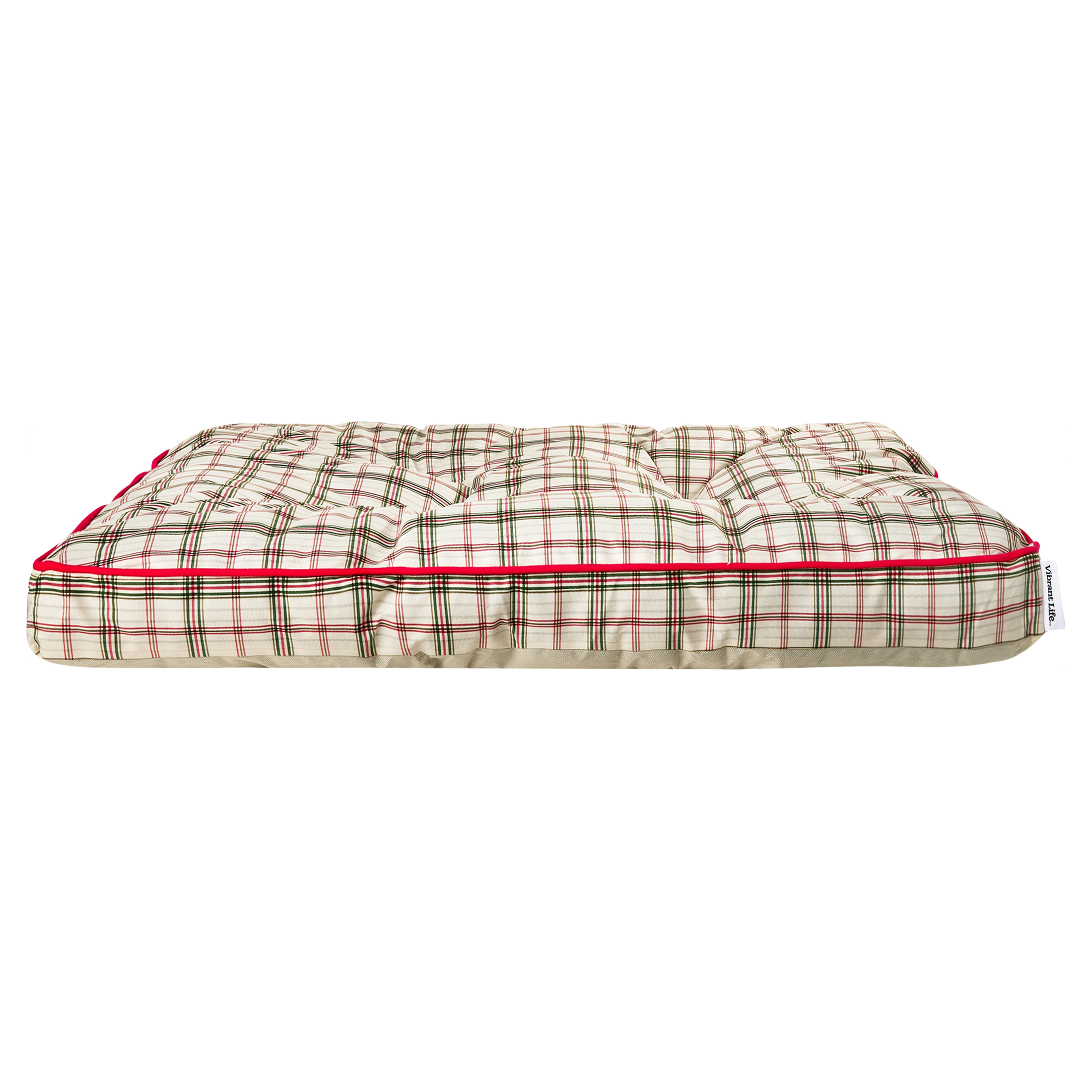 Vibrant Life Holiday Large Deluxe Gusset Pillow Pet Bed, Powell Plaid, 42" x 32" photo 1