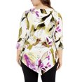 thumbnail image 2 of Alfani Women's Petite Printed Scoop Neck 3/4 Sleeve Top Garden Vision Size PL, 2 of 3