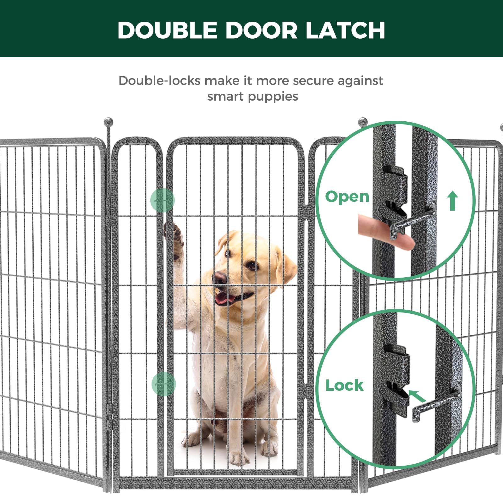 FXW Aster Dog Playpen Designed for Courtyard, RV Camping, 40" 48 Panels for Large Dogs, Silver