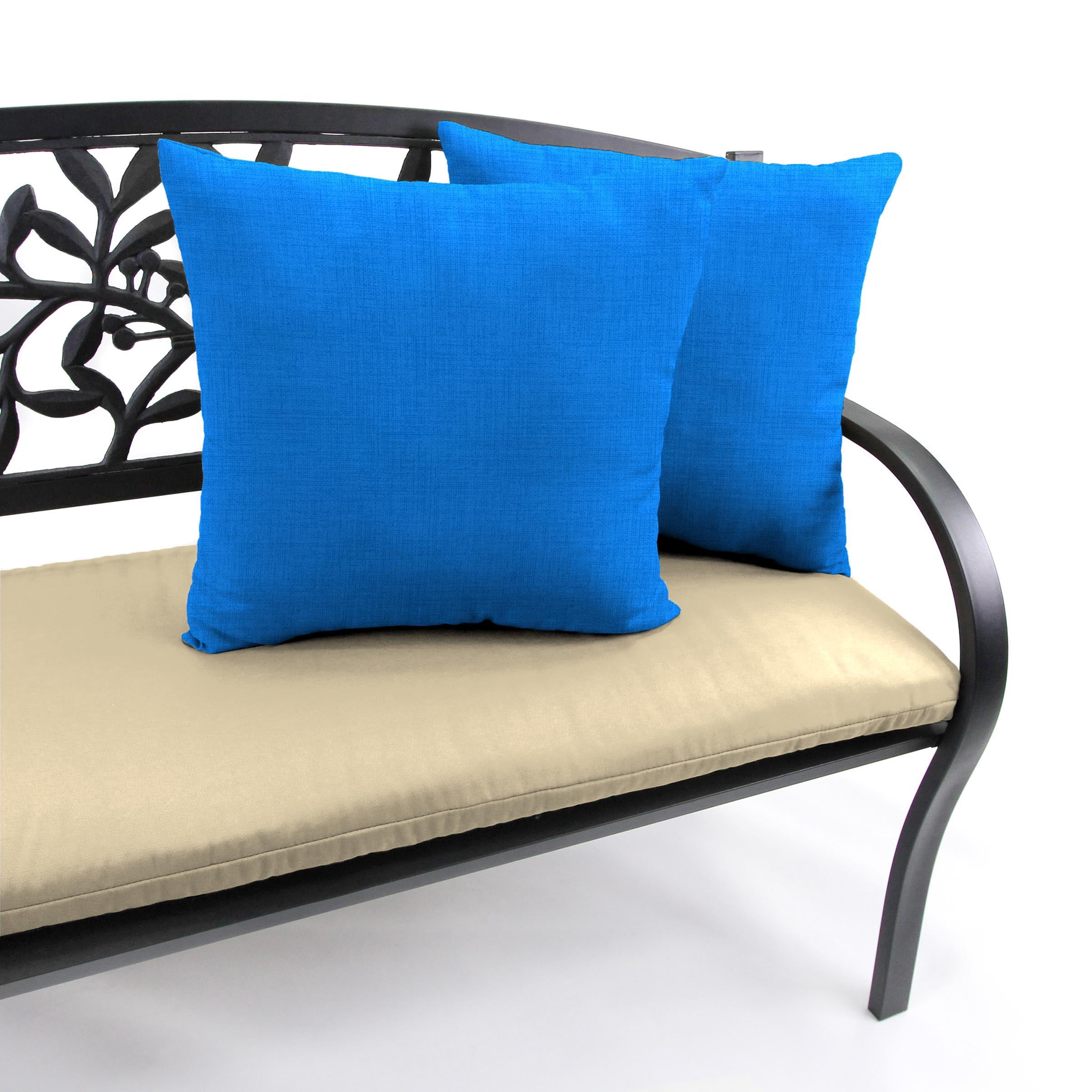 Jordan Manufacturing 18" x 18" Celosia Princess Blue Solid Square Outdoor Throw Pillow (2 Pack)