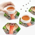 thumbnail image 3 of KLL Drink Coasters Set Hexagon of 4,PU Leather Absorbent Coasters Set Decorative Coffee Cup Coasters Housewarming Gift for Home Decor-Cobra Snake, 3 of 5