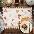 thumbnail image 4 of Fall Thanksgiving Placemats Set of 4 Pumpkin Maple Leaf Black Trellis Heat Insulated Linen Place Mats, Washable Stain-Proof Table Mats for Dining Tables Holiday Decor 13x19inch, 4 of 9