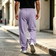 thumbnail image 4 of Rexolia Mens Stretch Straight Sweatpants 2 Zip Pockets Elastic Drawstring Waist Lightweight Light Purple L, 4 of 5