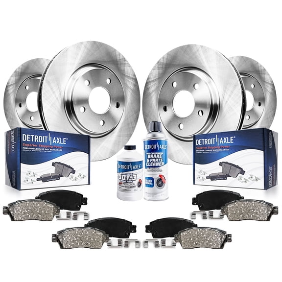 Detroit Axle - Brake Kit for 2006-2018 Dodge Ram 1500 2007-2009 Durango Chrysler Aspen 2019-2024 Ram 1500 Classic Front and Rear Disc Brake Rotor Ceramic Brakes Pads w/Hardware Replacement