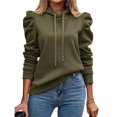 thumbnail image 1 of Sudadera con Capucha de Larga Abullonada y Cordón Ajustable para Mujer, Estilo Informal, para Otoño e Invierno Verde M, 1 of 8