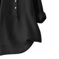 thumbnail image 4 of Giftesty Womens Plus Size Clearance Women's V-Neck Long Sleeve Loose Button Cotton and Linen Tunic Shirts Summer Shirt Blouses, 4 of 4