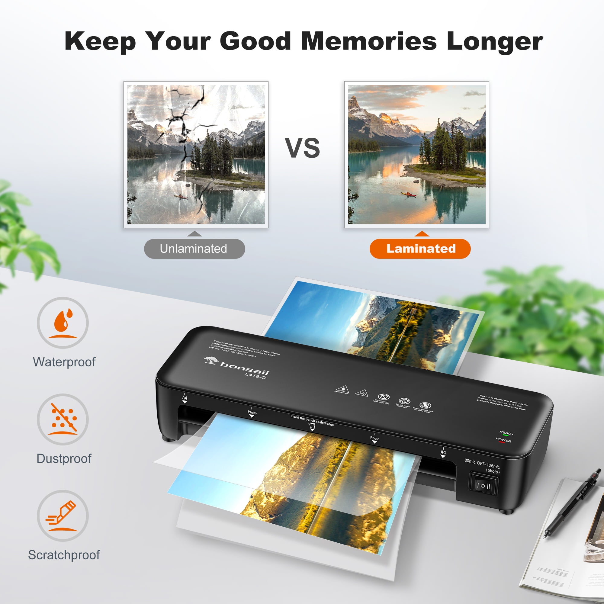Bonsaii Laminator 9 inch A4 Thermal Laminating Machine with 40 Laminating Sheets, Paper Cutter and Corner Rounder