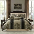 thumbnail image 2 of Nanshing  Prince 7 Piece Elegant Medallion Comforter Set Black Gold California King, 2 of 5