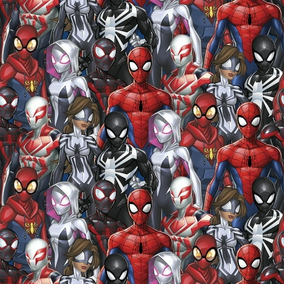 Springs Creative Marvel Spiderman Into The Spider Verse Different Packed Spiderman's Digital 100% Cotton Fabric by The Yard