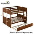 thumbnail image 3 of BELLEMAVE Full Over Full Bunk Bed, Wood Bunk Bed Frame with Twin Trundle, Fence Shaped Guardrails, Ladder, Headboard, Convertible into 2 Bed, Full Bunk Bed for Adult, Teens, Kids(Walnut), 3 of 13